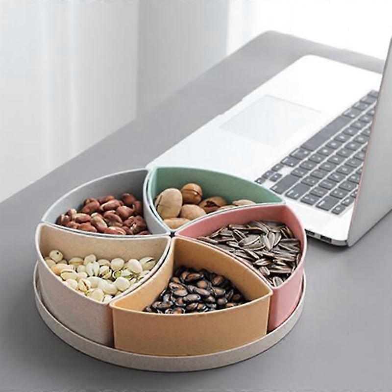 Round Divided 5 Compartment Candy Snack Organizer Storage Serving Container Dish Platter