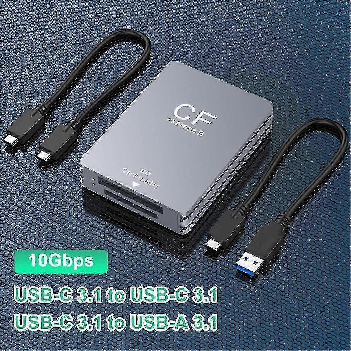 2 in 1 CFexpress Tipo B Lettore di schede SD CFexpress Lettore USB 3.2 10Gbps Dual-Slot con cavo /A compa