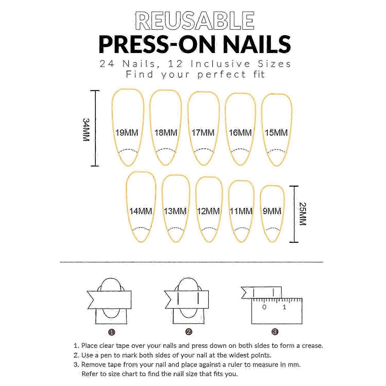 Black Red Long Pointed Head Press on Nails Sweet & Charming Reusable False Nails for Women Nail Art Decoration