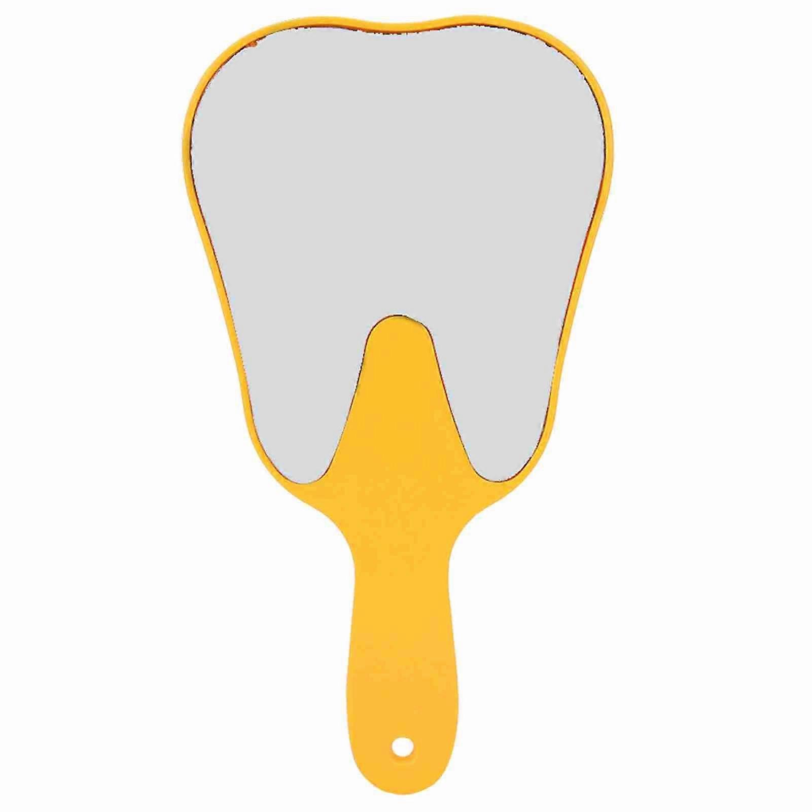 Fashionable Cute Handheld Mirror Compact Plastic Handle Hand Mirror Tool(Yellow)