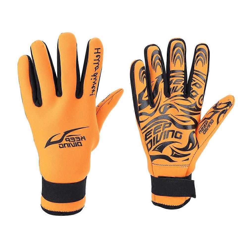 Keep Diving 2MM Warm Neoprene Gloves Swimming Scuba Snorkeling Gloves Equipment (Orange L)