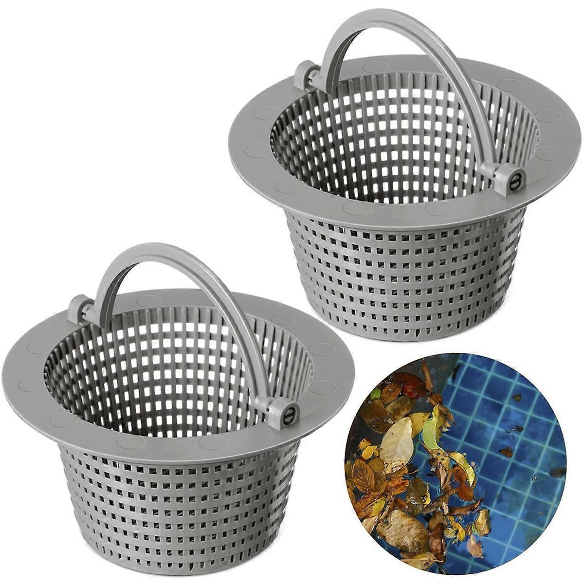 2Pcs Pool Skimmer Basket with Handle,Leaves Removal Swimming Pool Filter Replacement Basketfor Swimming Pools Cleaning,A