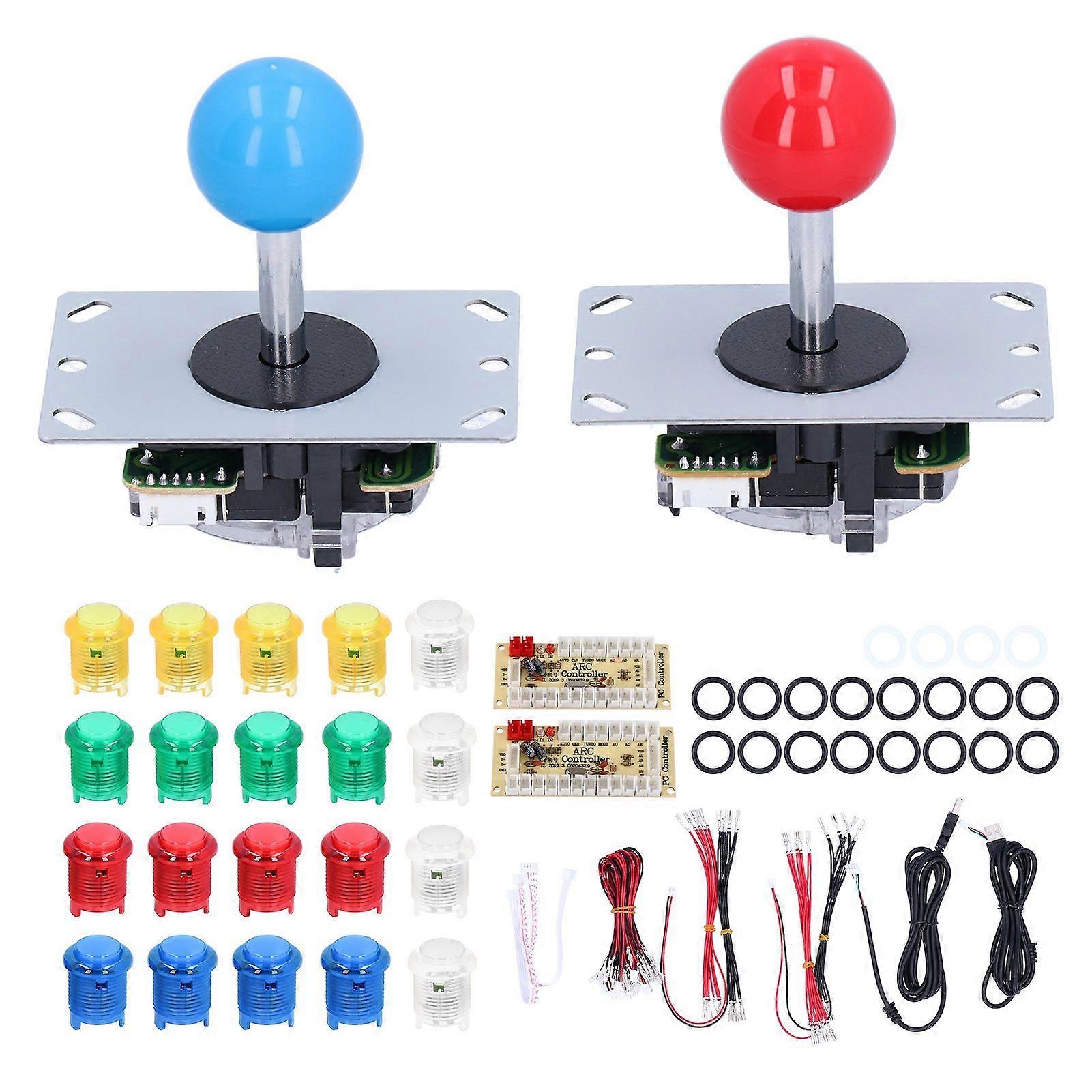2 Player Arcade Game DIY Kits Joystick Set LED Arcade Buttons for Computer Games 5V