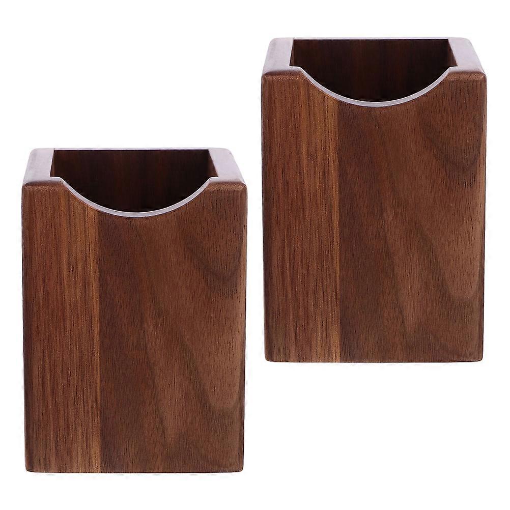 Walnut Desk Organizer Wooden Pen Holder for Office 4Pcs Storage Solution
