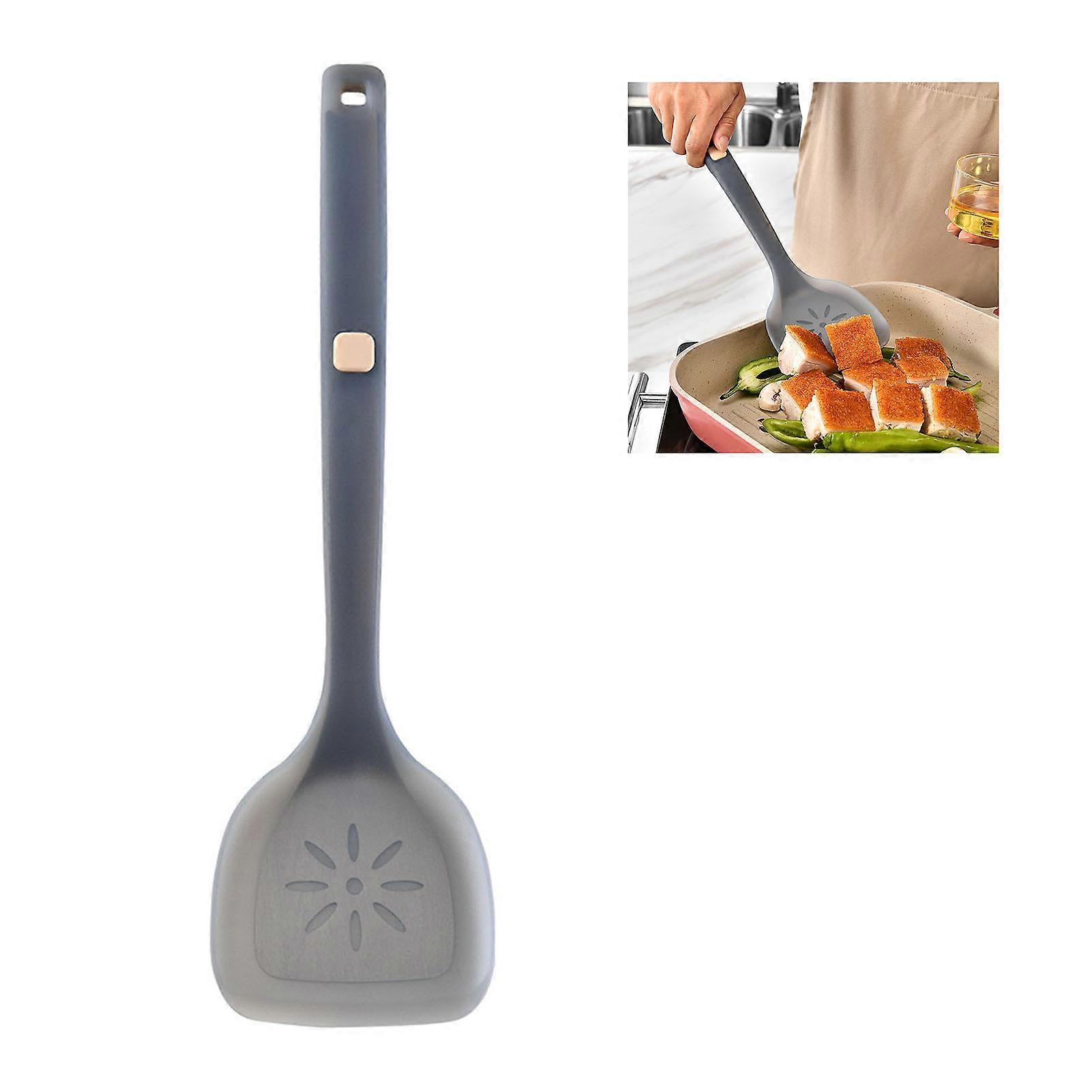 Silicone Slotted Turner 3.7x14.4in Semi-Translucent Gray Kitchen Tool