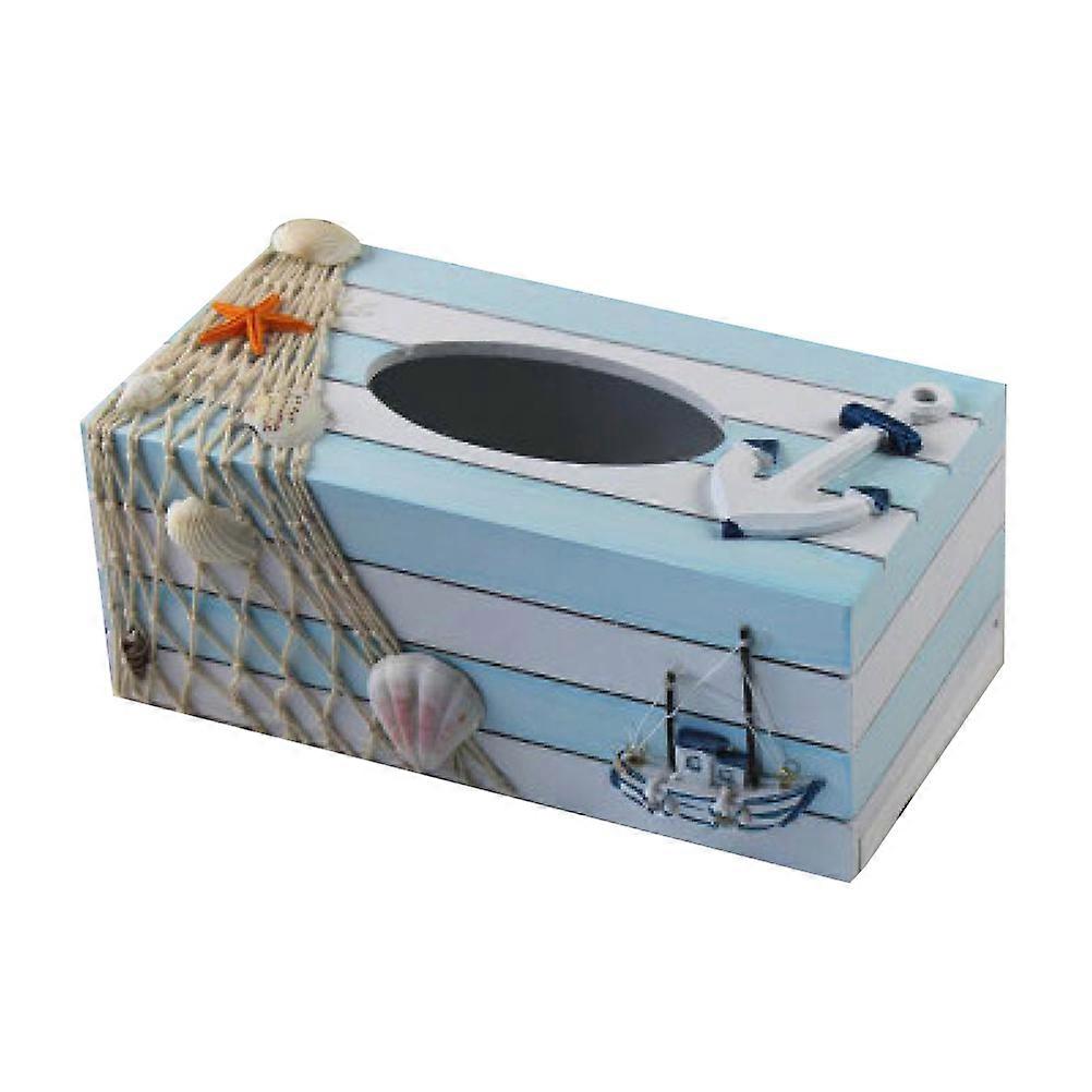 Mediterranean Tissue Box Wooden Crafts Storage Box for Home Use 1Pcs