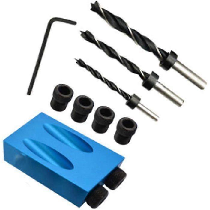 zhan-Kit for 15-degree angle drilling for wood with guide template bits and holes 6/8/10 mm