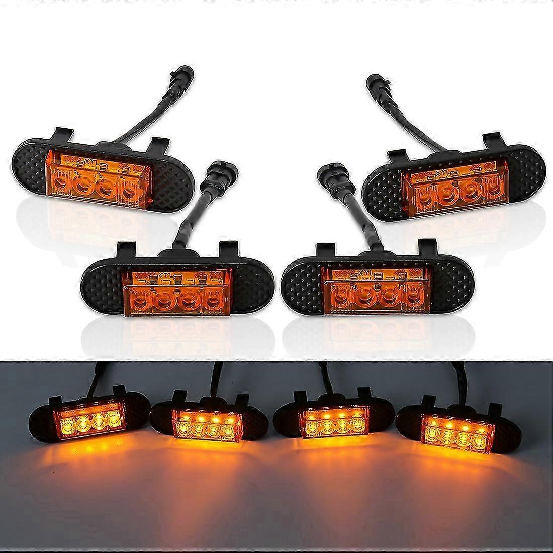 Applicable 4pcs Grill Car Led Light For Ford Bronco Badlands 2021 2022 2023 Front Grille Lights Amber Warning Daylights Drl Daytime Running
