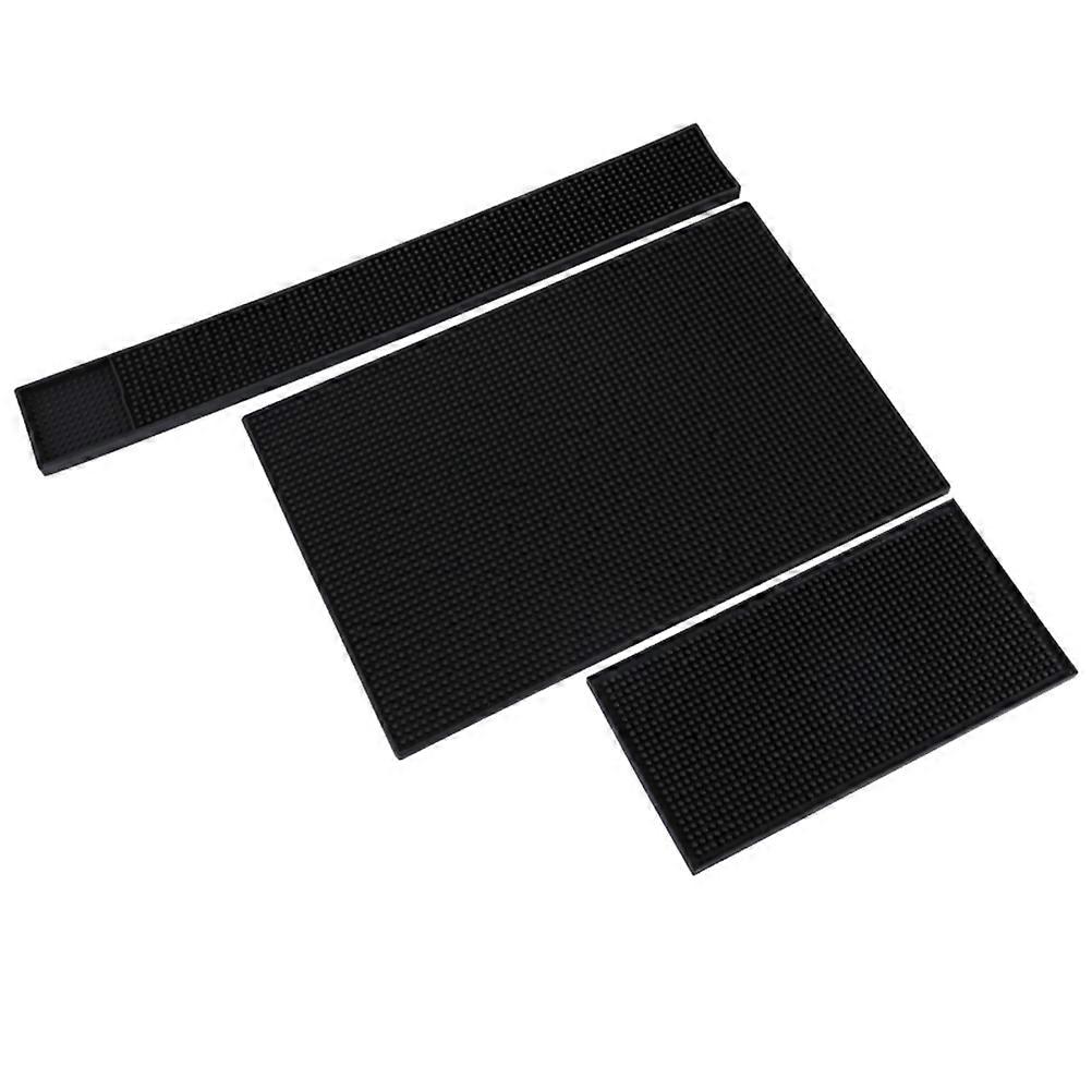Silicone Drain Pad Non-Slip Mat for Kitchen Use Deep Grooves Black