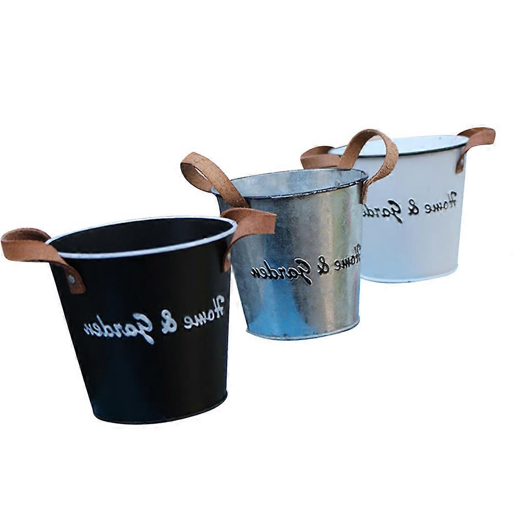 Vintage Style Bucket for Storage Use 9Pcs Iron Flower Pot Vase Set