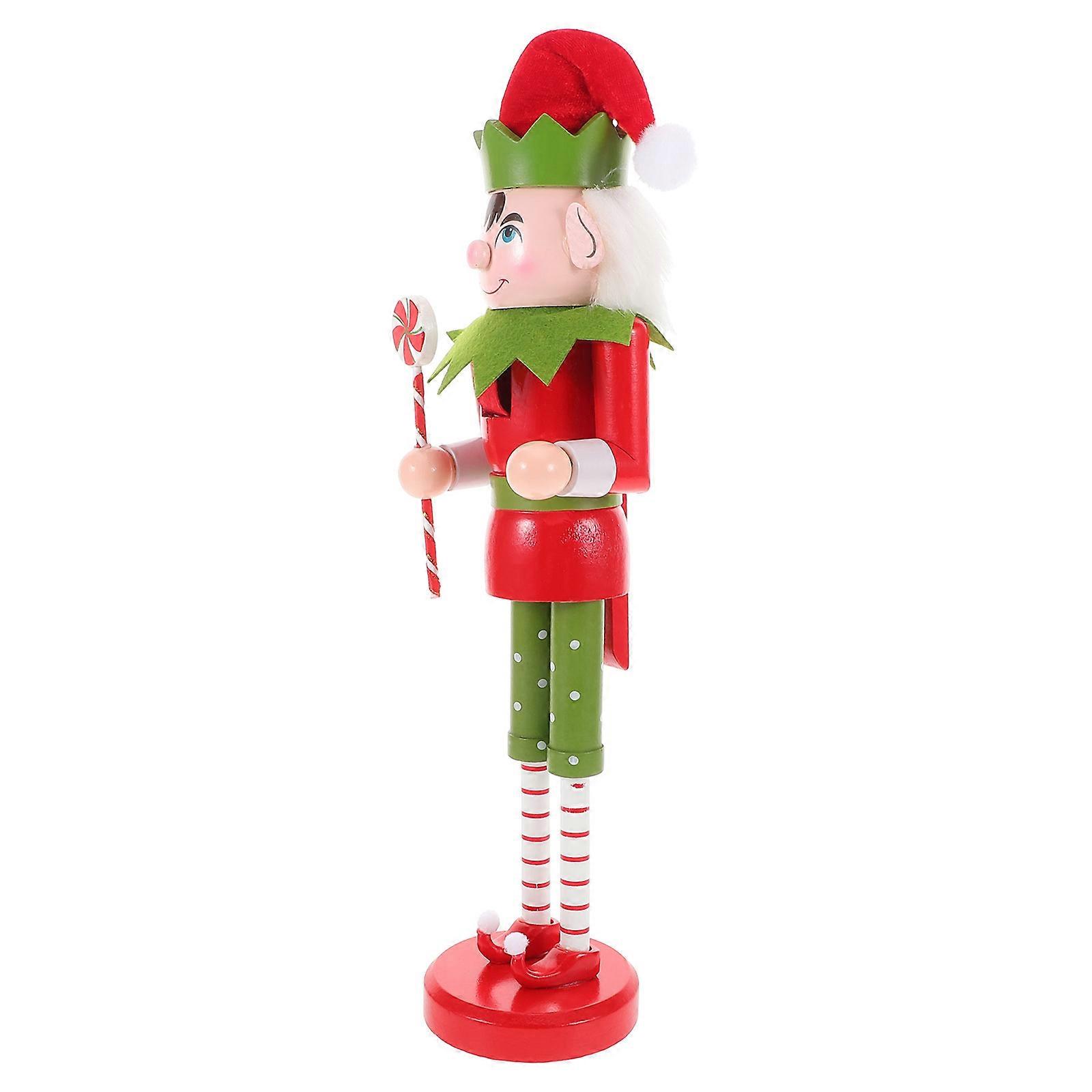 Wood Nutcracker Decoration Xmas Nutcracker Figurine 2Pcs Set for Decor