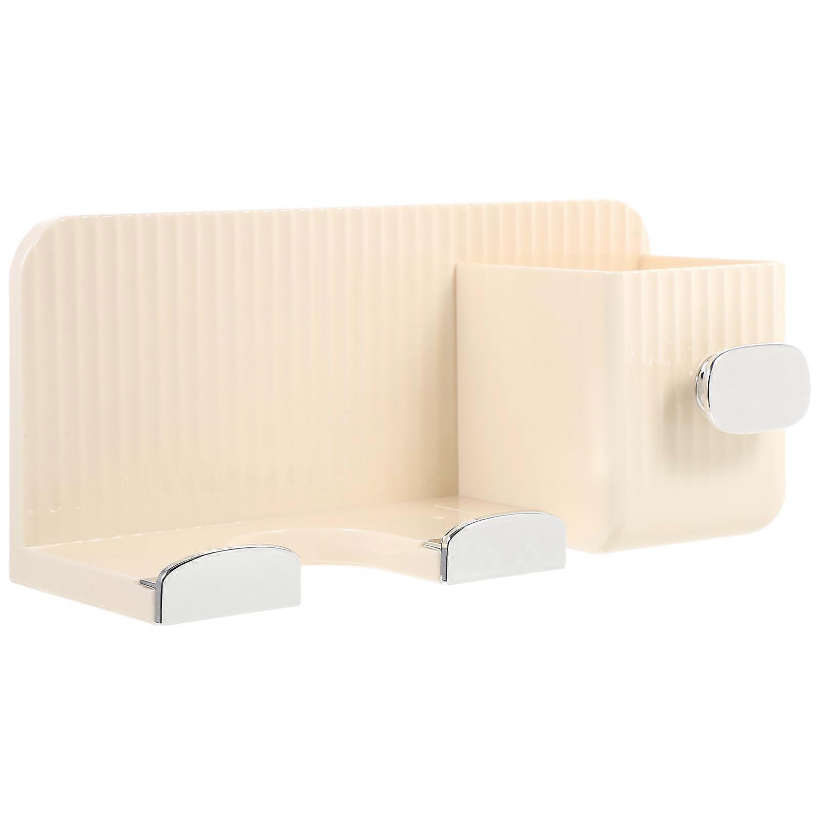 5Pcs Hair Dryer Holder Wall Mounted Rectangular Storage Solution For Bathroom Use Beige Color Organization Design
