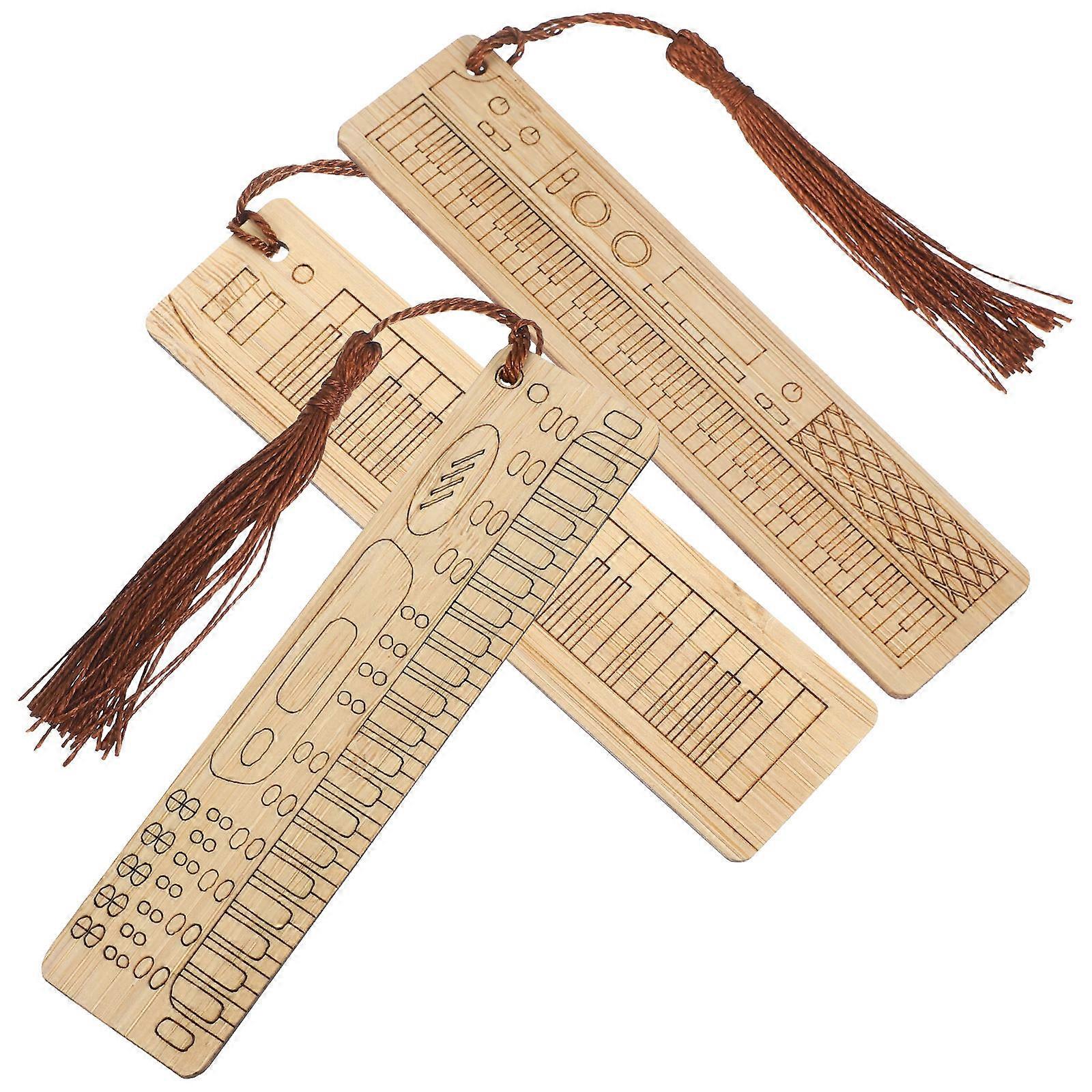 Timeless Mark Bookmarks 3Pcs Electronic Organ Shape Bamboo Book Page Markers For Book Lovers Brown Page Marker