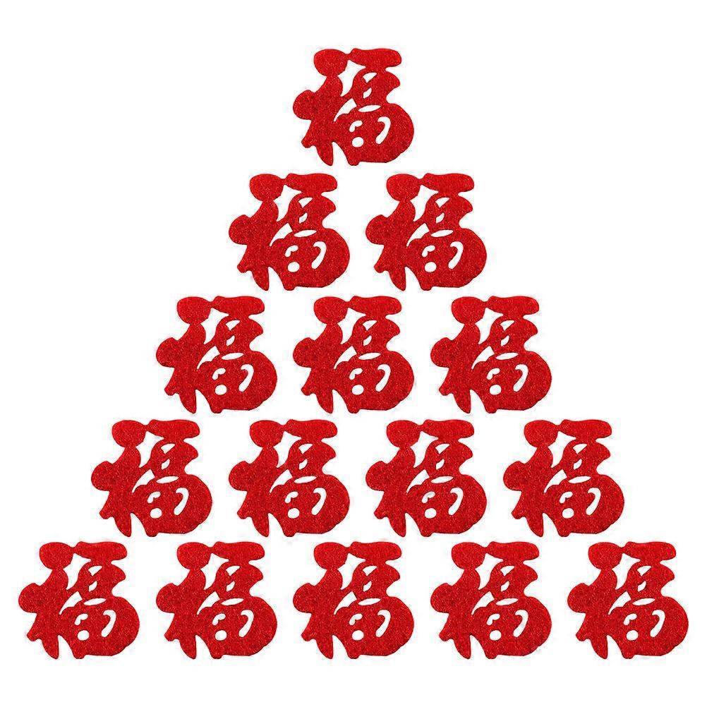 Red Fu Character Door Window Stickers for Decoration 90Pcs Set