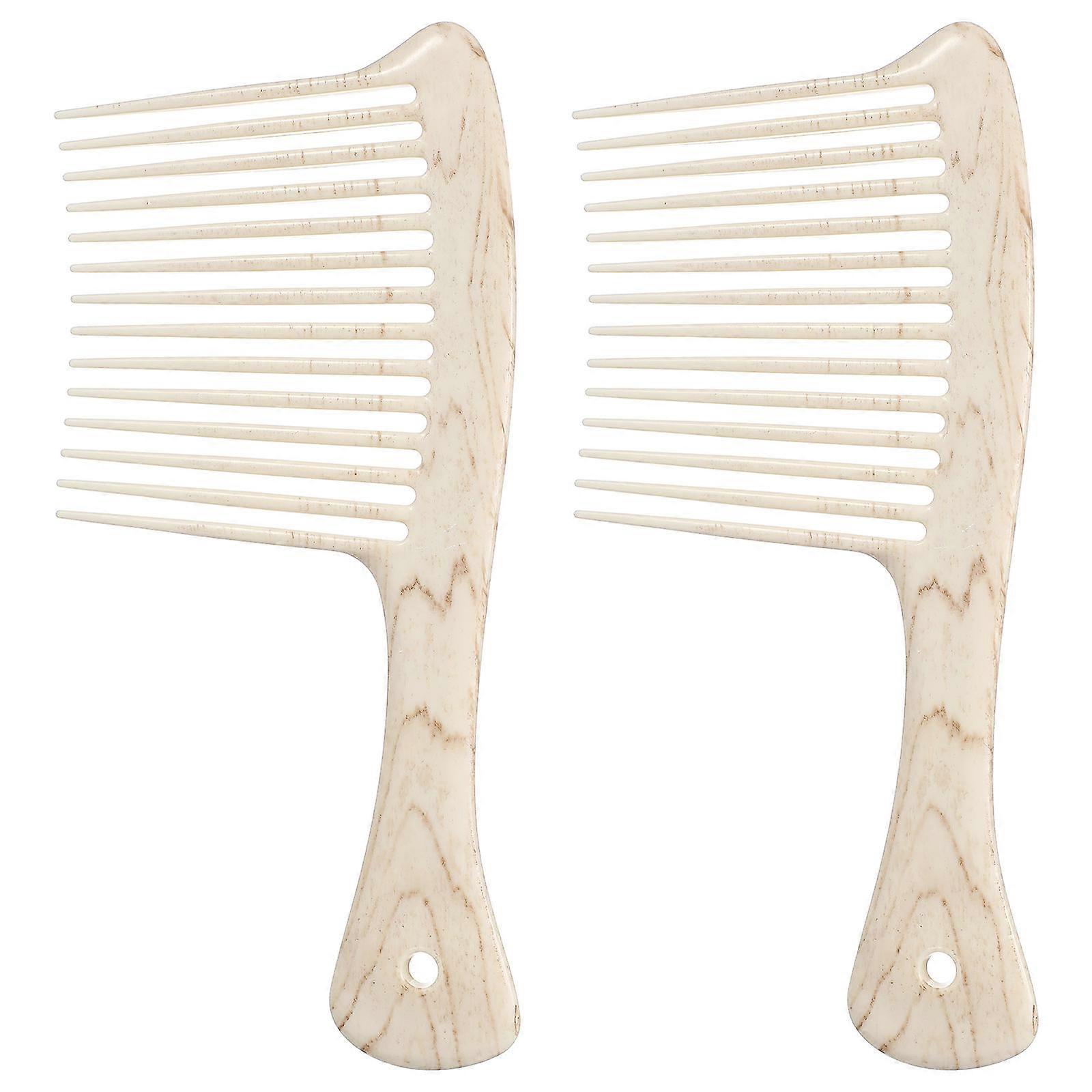 Wide-Tooth Detangling Comb Portable for Home 2Pcs Beige Long Beard Comb