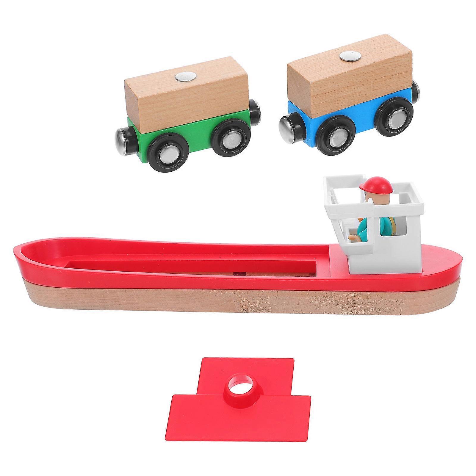 Wooden Train Track Ship Accessory for Toddlers 4Sets Stimulate Play