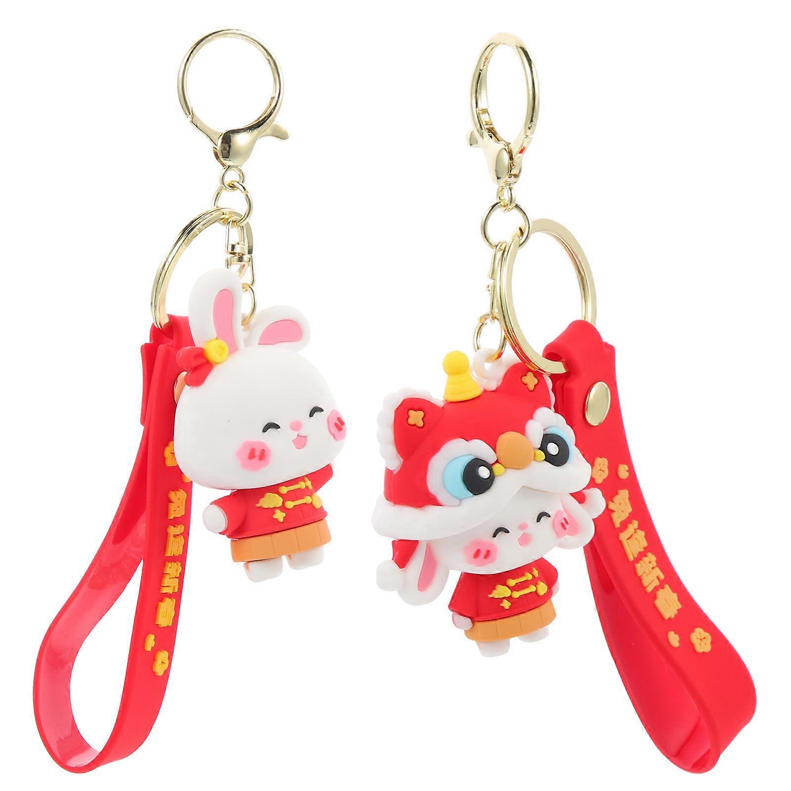 Assorted Color Rabbit Key Chain Hanging Decor for Women 10Pcs Cartoon Key Rings