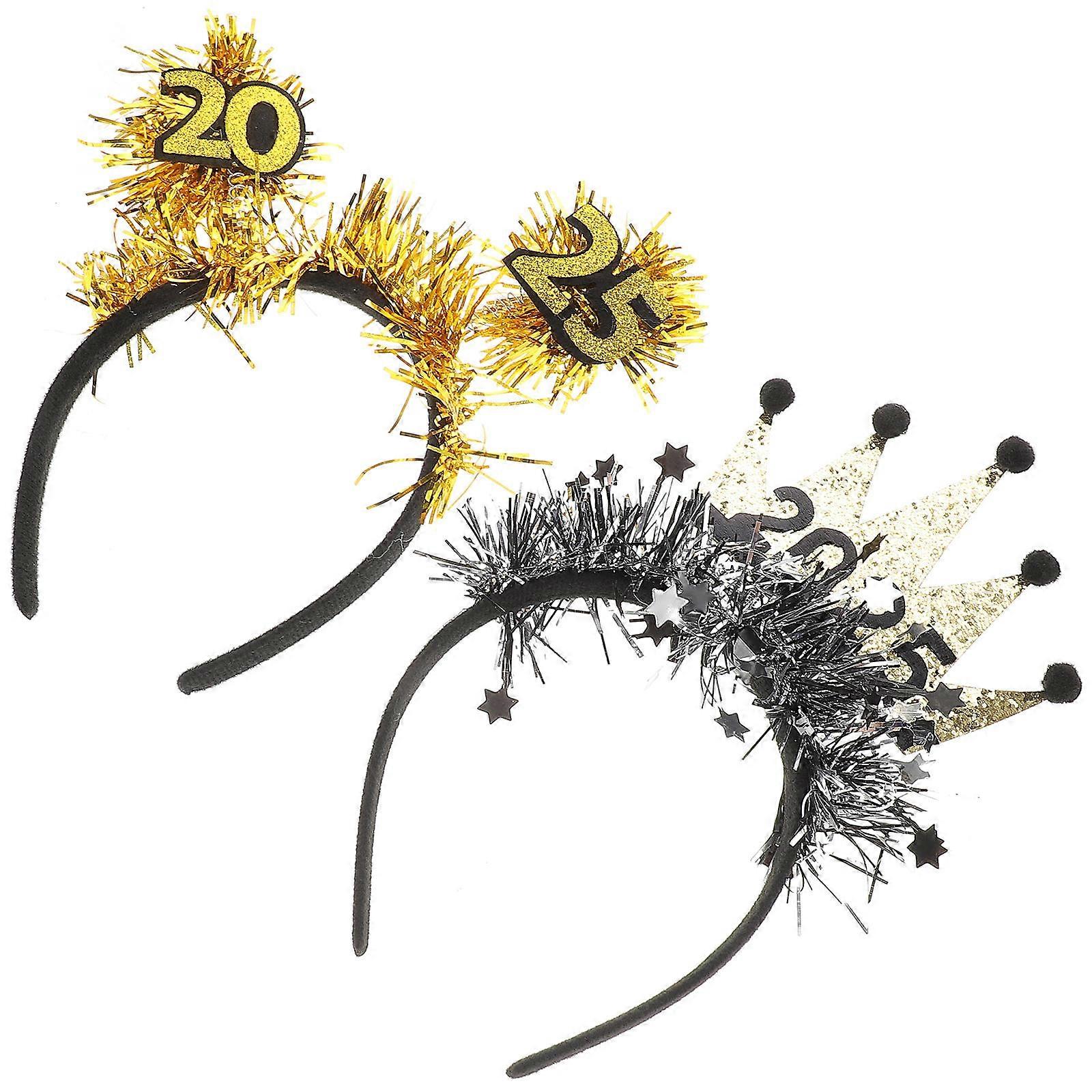 New Year Eve Cheer Headband for Party 8Pcs Assorted Color Star Design