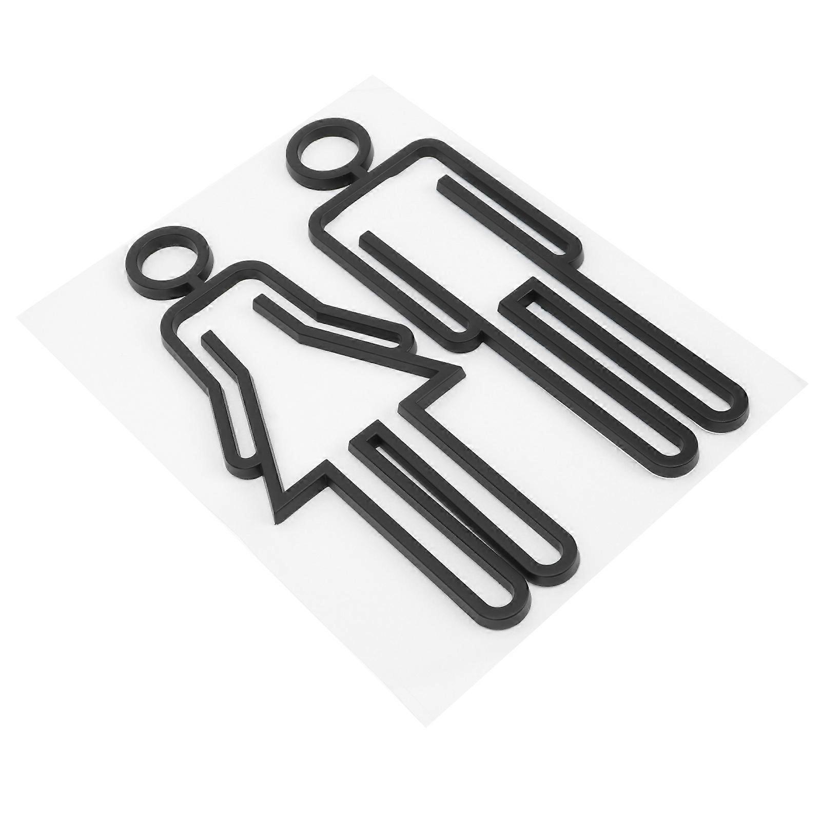 Restroom Identification Signs Black 1 Pair Simple Design Directional Guidance Durable Plates