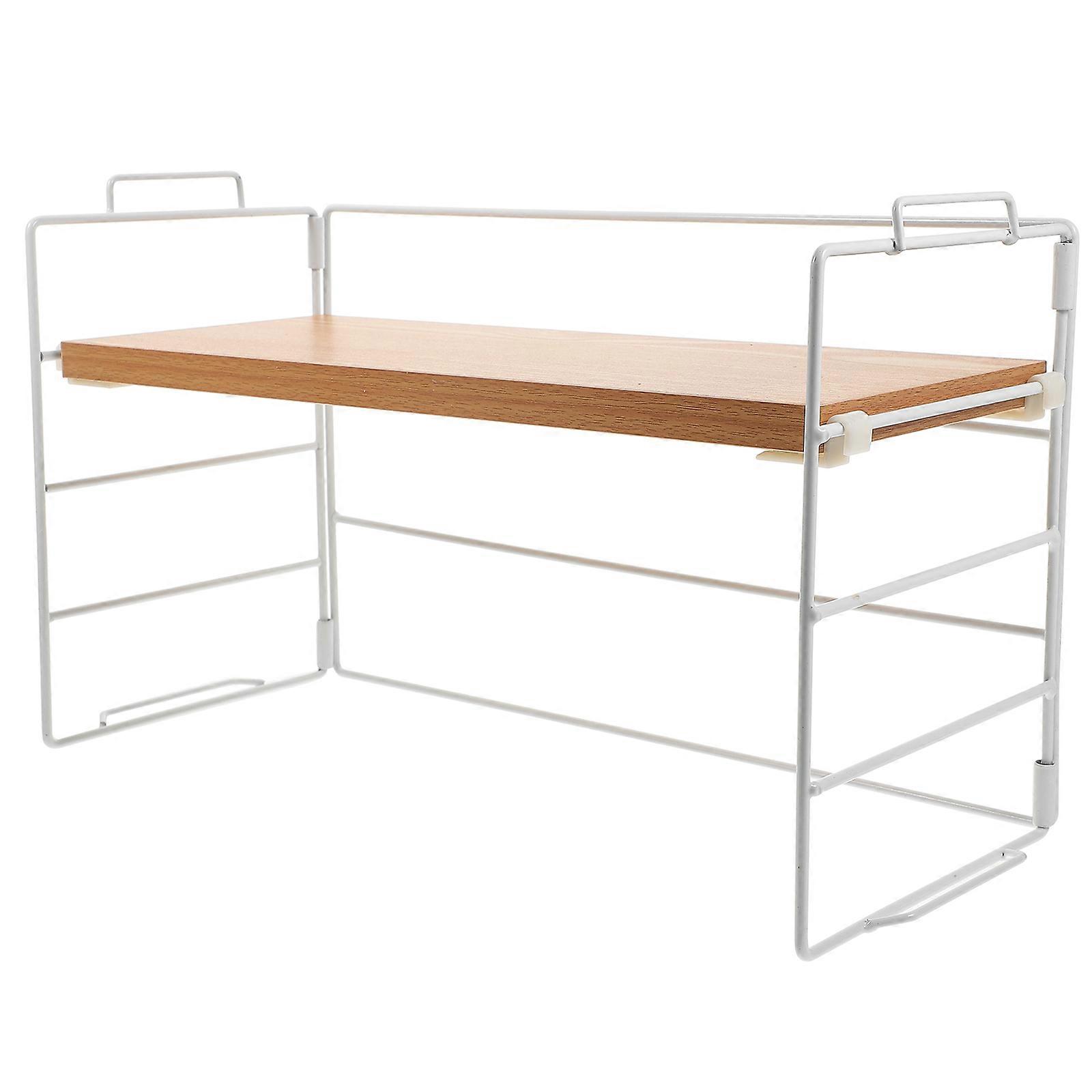Wood And Iron Desk Shelf Organizer For Office And School Use 14.6×9.4×6.5in 1Pack