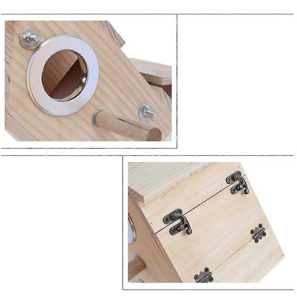 Bird Breeding Box Wooden Nest for Bird 2Pcs Environmentally Friendly Khaki