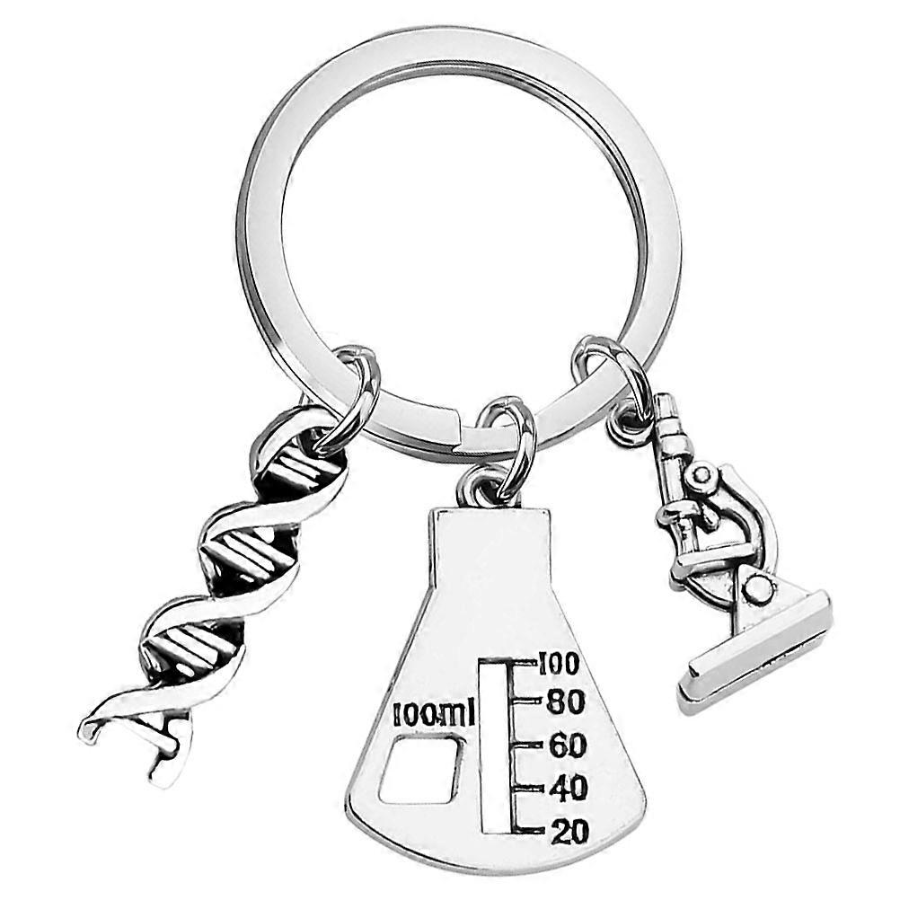 Microscope Shape Biology Chemistry Keyring Home Decor Pendant Silver 1Set Ideal For Science Enthusiasts