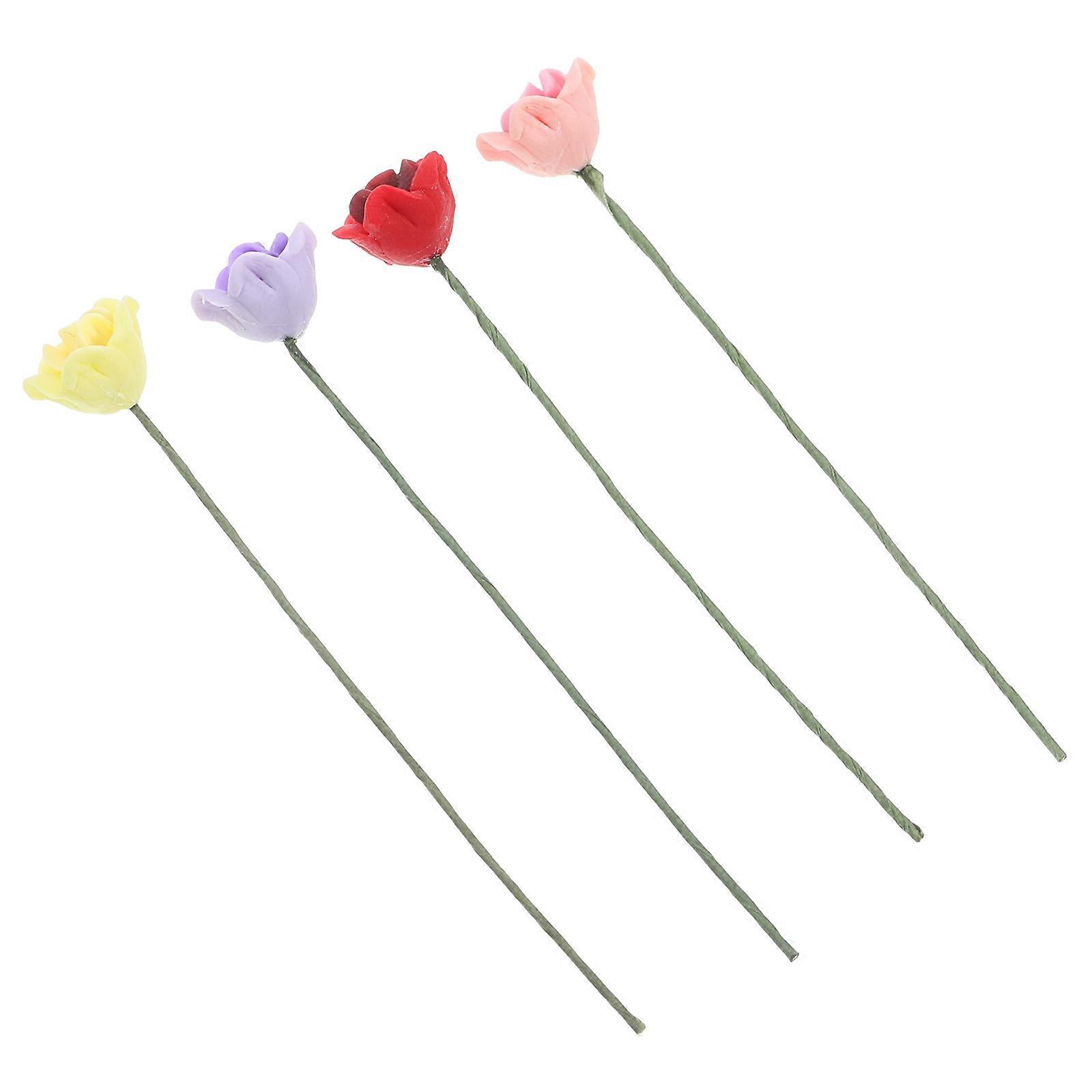 Miniature Rose Artificial Flower Model for Decoration 12Pcs Miniature
