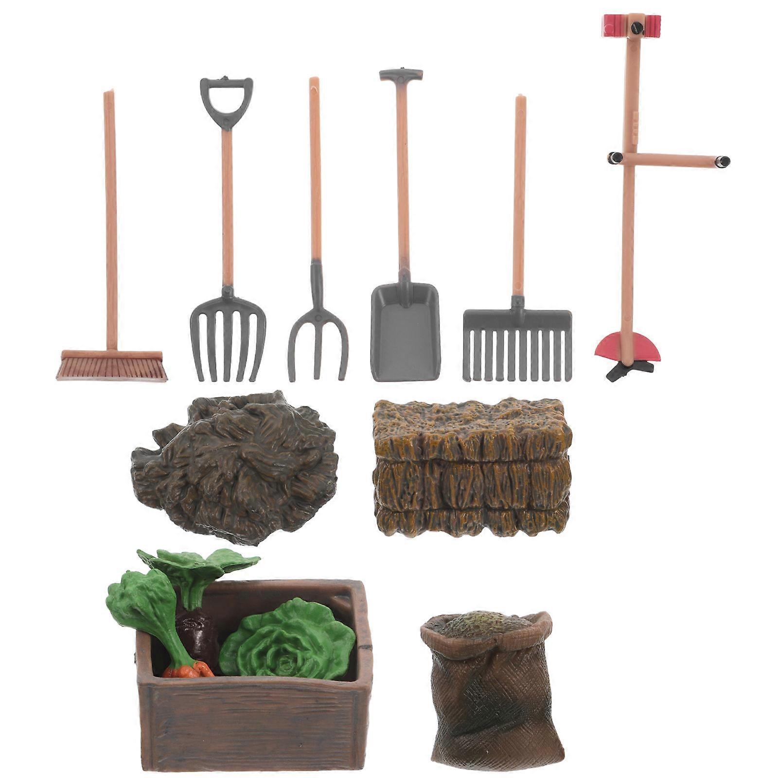 Mini Farm Tools Simulation Set for Imaginative Play 1Set Plastic Accessories