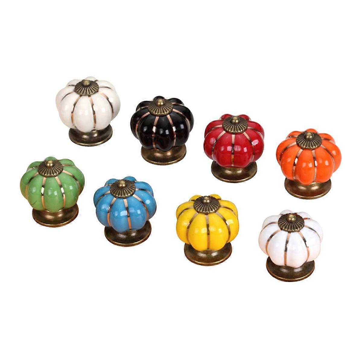 8pcs Pumpkin Ceramic Handles 38mm Drawer Knobs Cupboard Door Handles