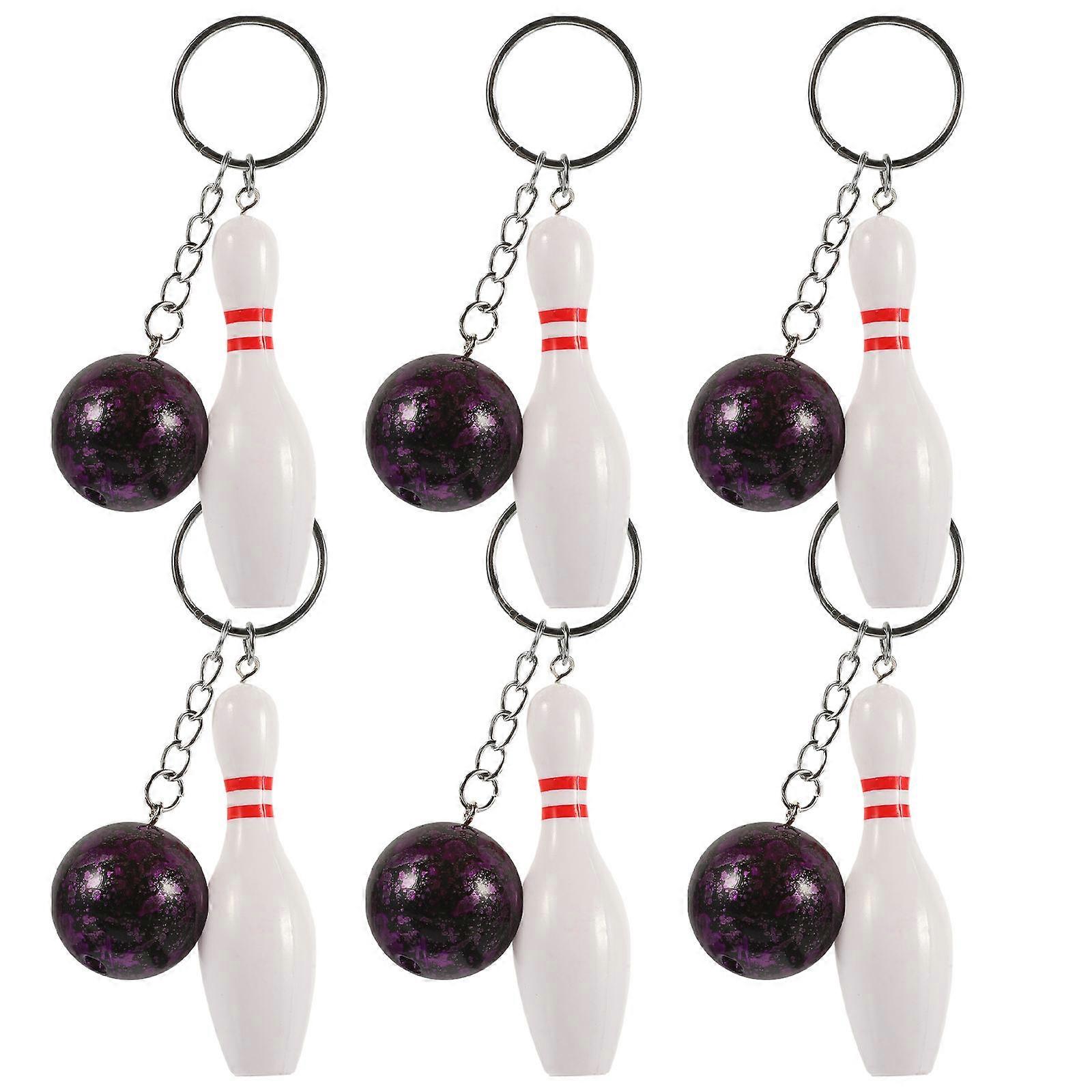 Purple Bowling Pin Keychain Bowling Ball and Pin Keychain for Decoration 12Pcs