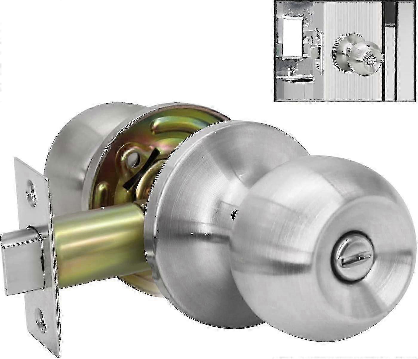 Locking Door Knobs for Bedroom & Bathroom, Turn Lock, Left/Right Hand Compatible, 1 Pack