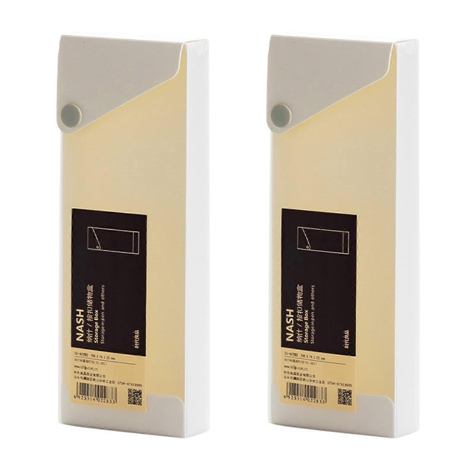 Pencil Case 2Piece Large Capacity Hard Case PullOut Pen Box Storage for Pencils and Paint Brushes White