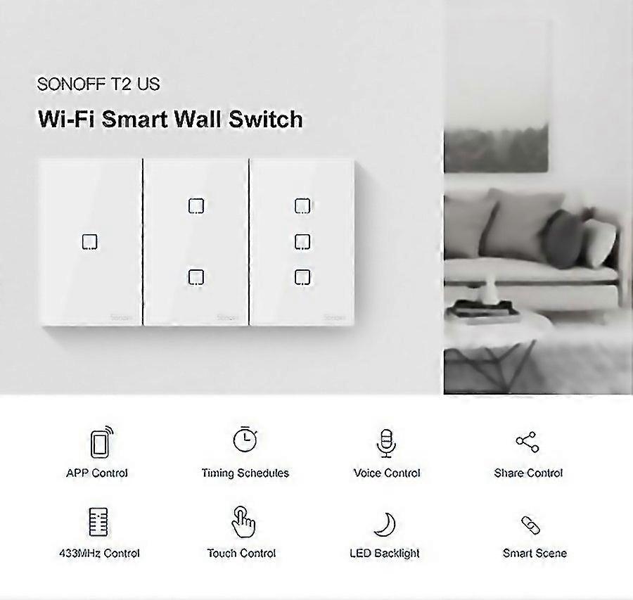 For Sonoff T2 Touch 120mm Tempered Glass Panel Wall Switch Smart Home Light Touch Switch Compatible