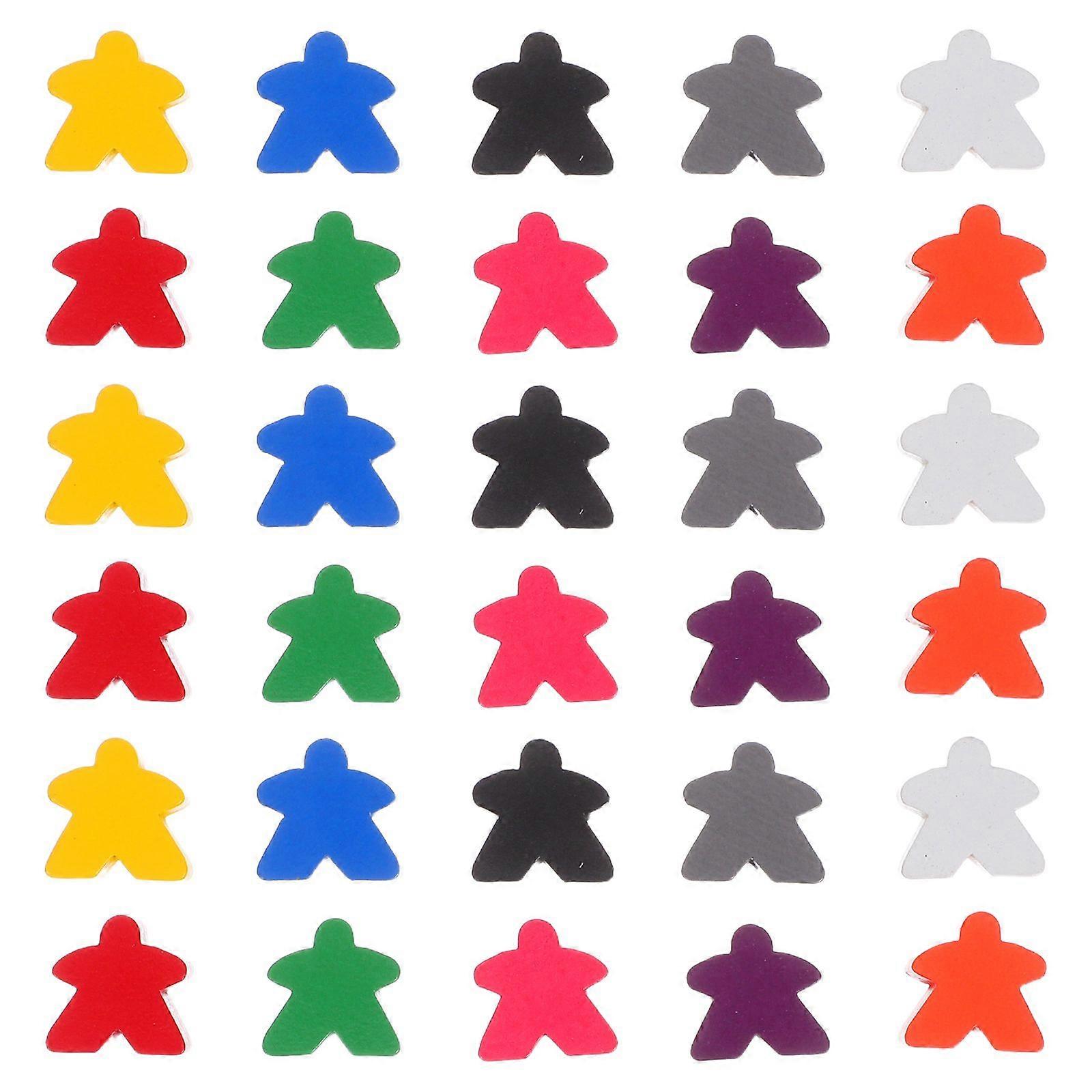100pcs Wooden Meeples: Game Pieces for Board Games - Chess Pieces of Missing Replacement - Multi-color Wooden Tokens for Family Sorting Counting Class