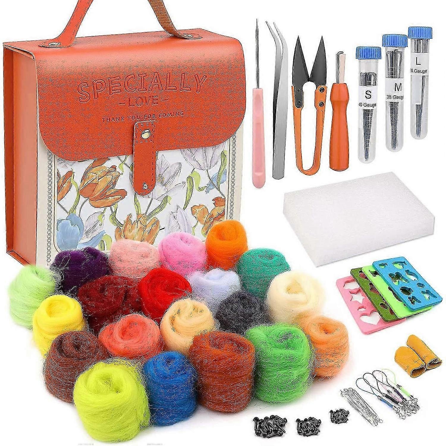 20 Colors Needle Felting Kits for Adults Beginner Wool Felt Tool Handmade Felt Needle Felting Fabric Material Accessory