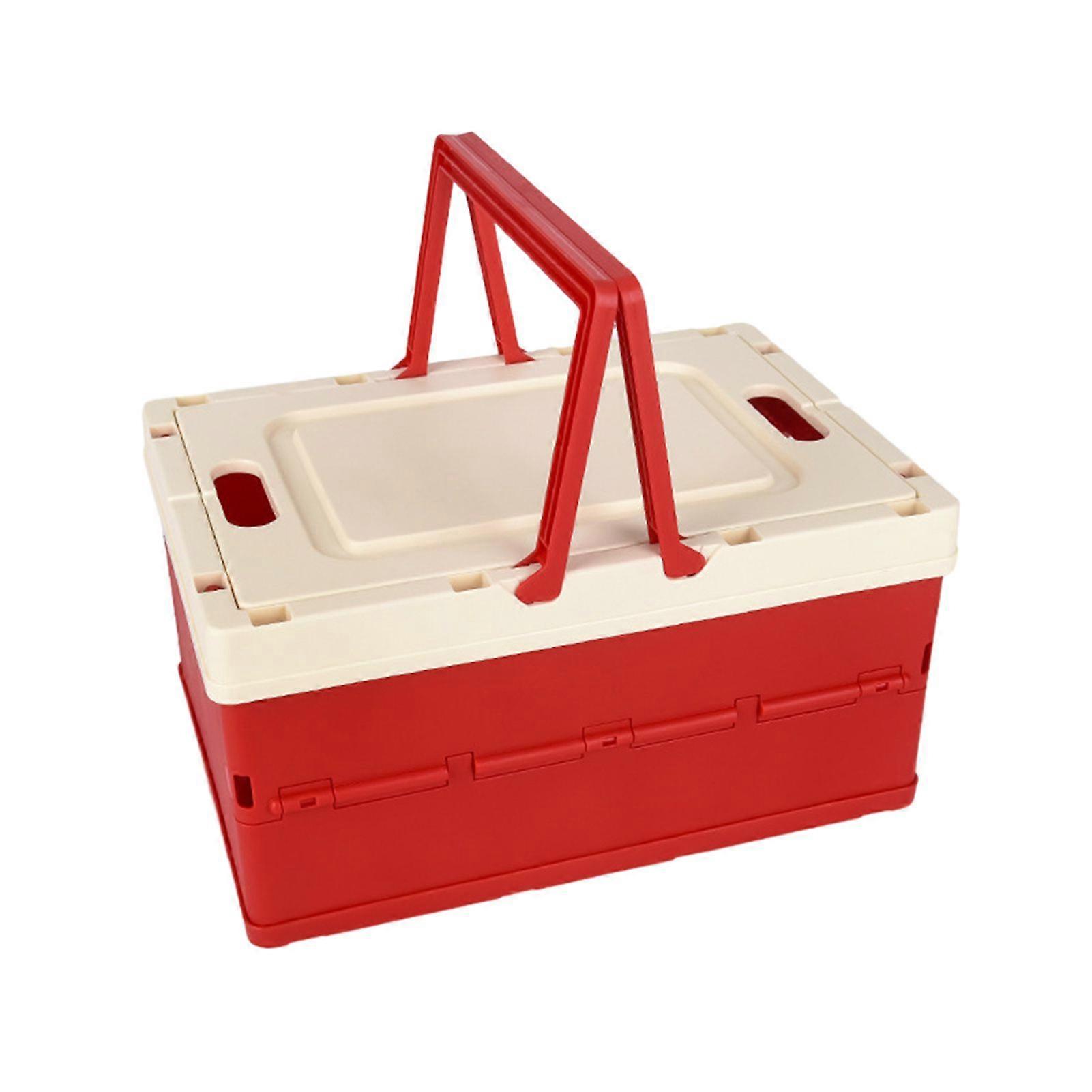 Foldable Storage Box with Cover Handle Design Large Capacity Stackable Sundries Organizer Desktop Storage Box