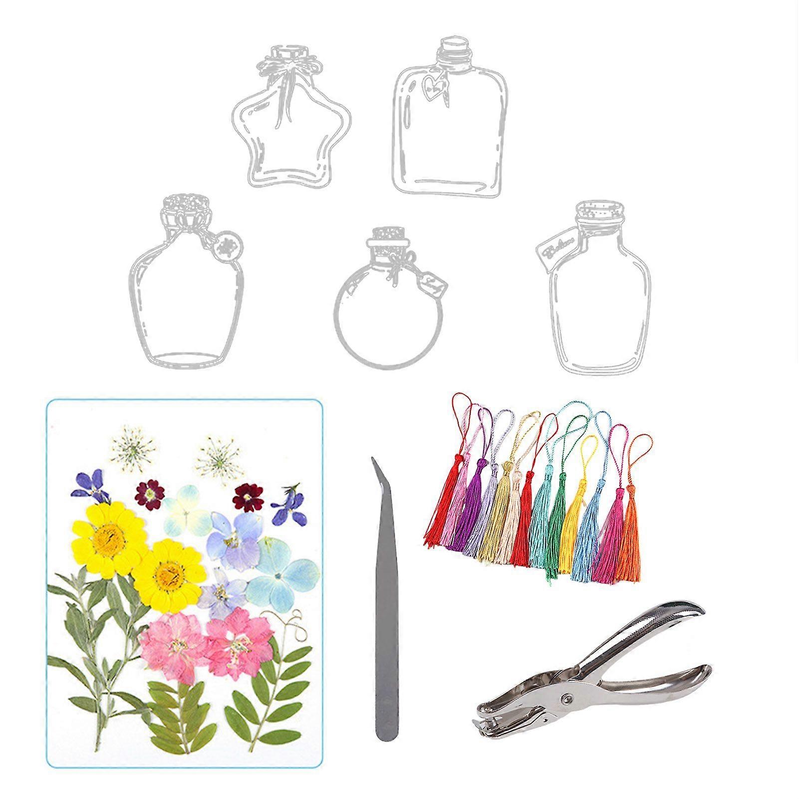 Jikaixiang 20Pcs DIY Transparent Dried Flower Bookmarks Handmade Clear Pressed Flower Bookmarks Making Kit for Women