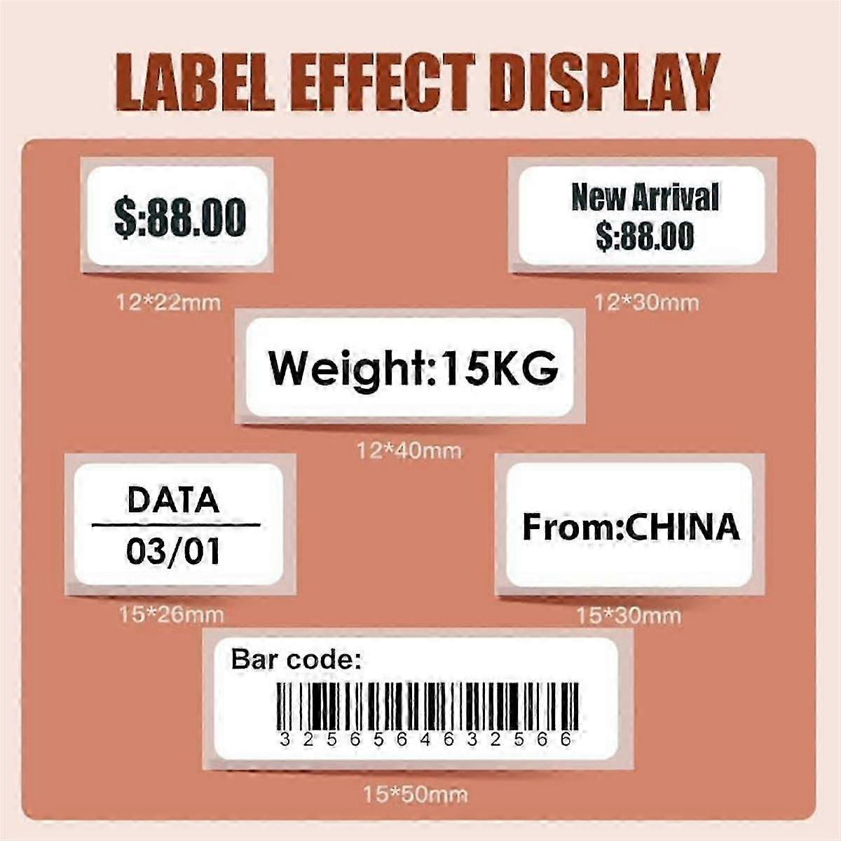 White Label Paper for D11 D110 D101 Label Maker 3Rolls White 12x40mm Waterproof, Self-Adhesive Tape Edition 1030