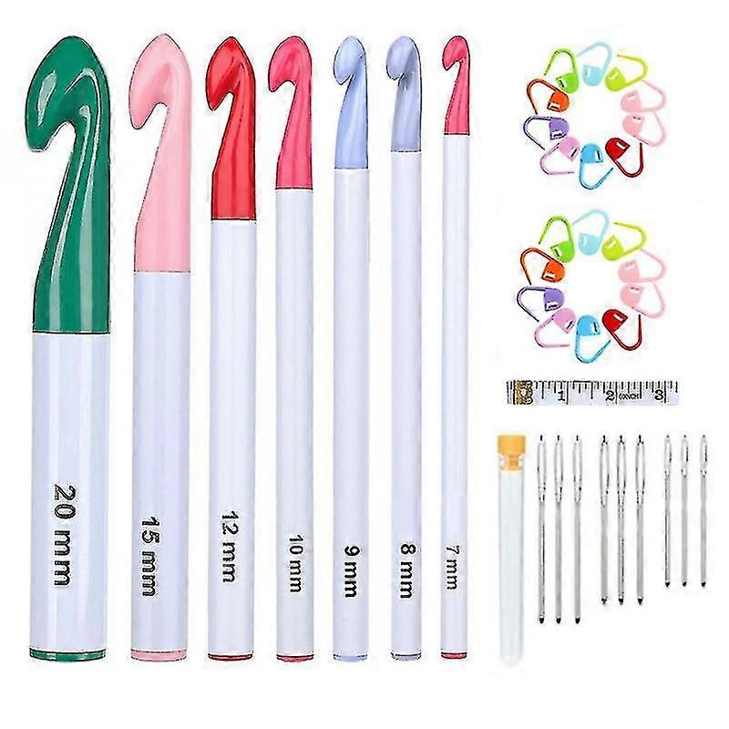 Σετ 7 τεμαχίων πολύχρωμα κροσέ κροσέ 7/8/9/10/12/15/20 χιλ.