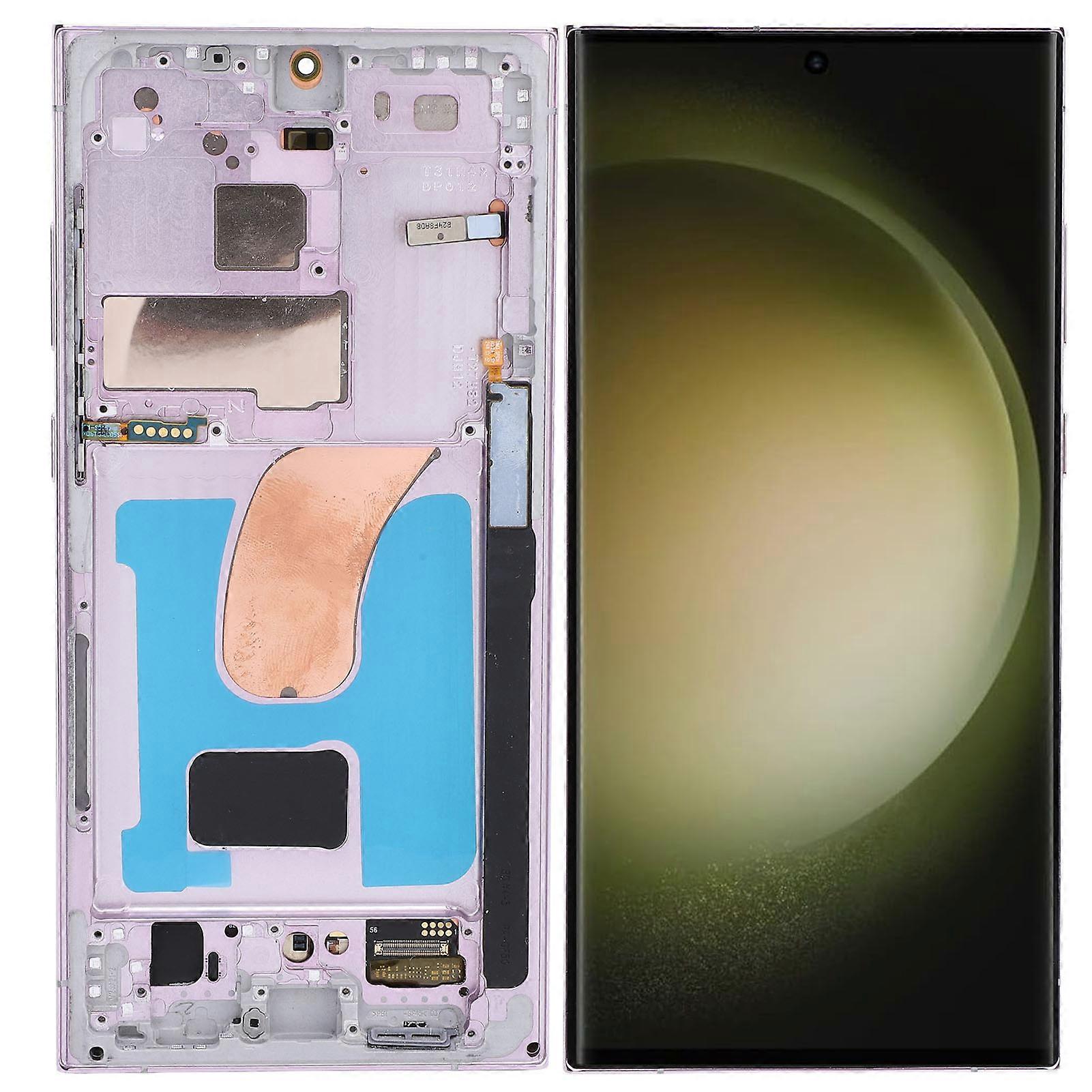 Phone Screen Replacement Touch Digitizer Assembly with Fingerprint and Repair Kit for Galaxy S23 Ultra 5G SM‑S918U Purple 