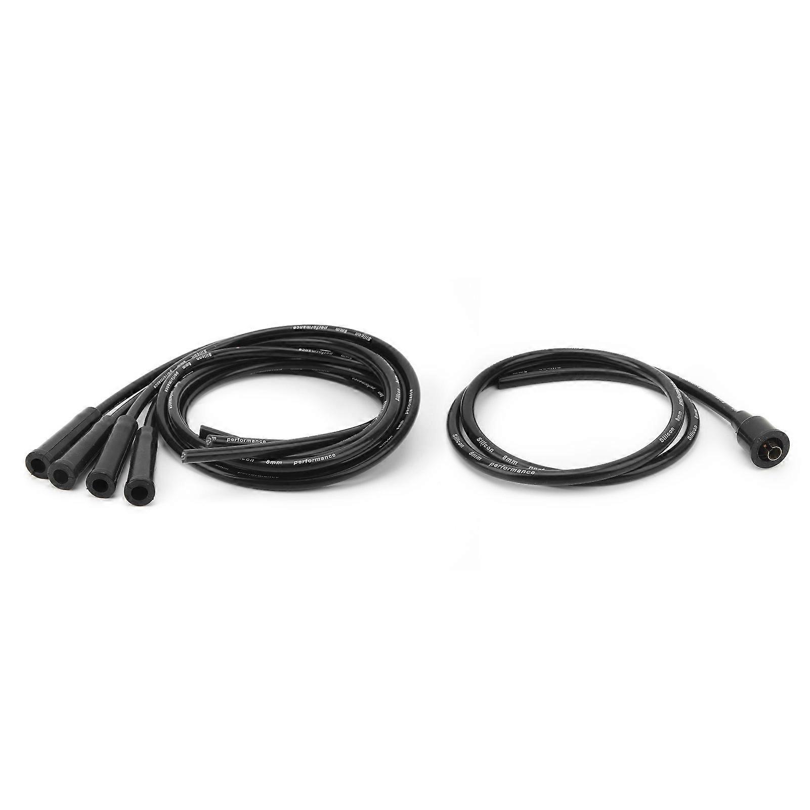 8mm Spark Plug Wire 1m Length High Efficiency Stable Ignition Spark Plug Wire Set for 4 Cylinder Classic Cars Black 