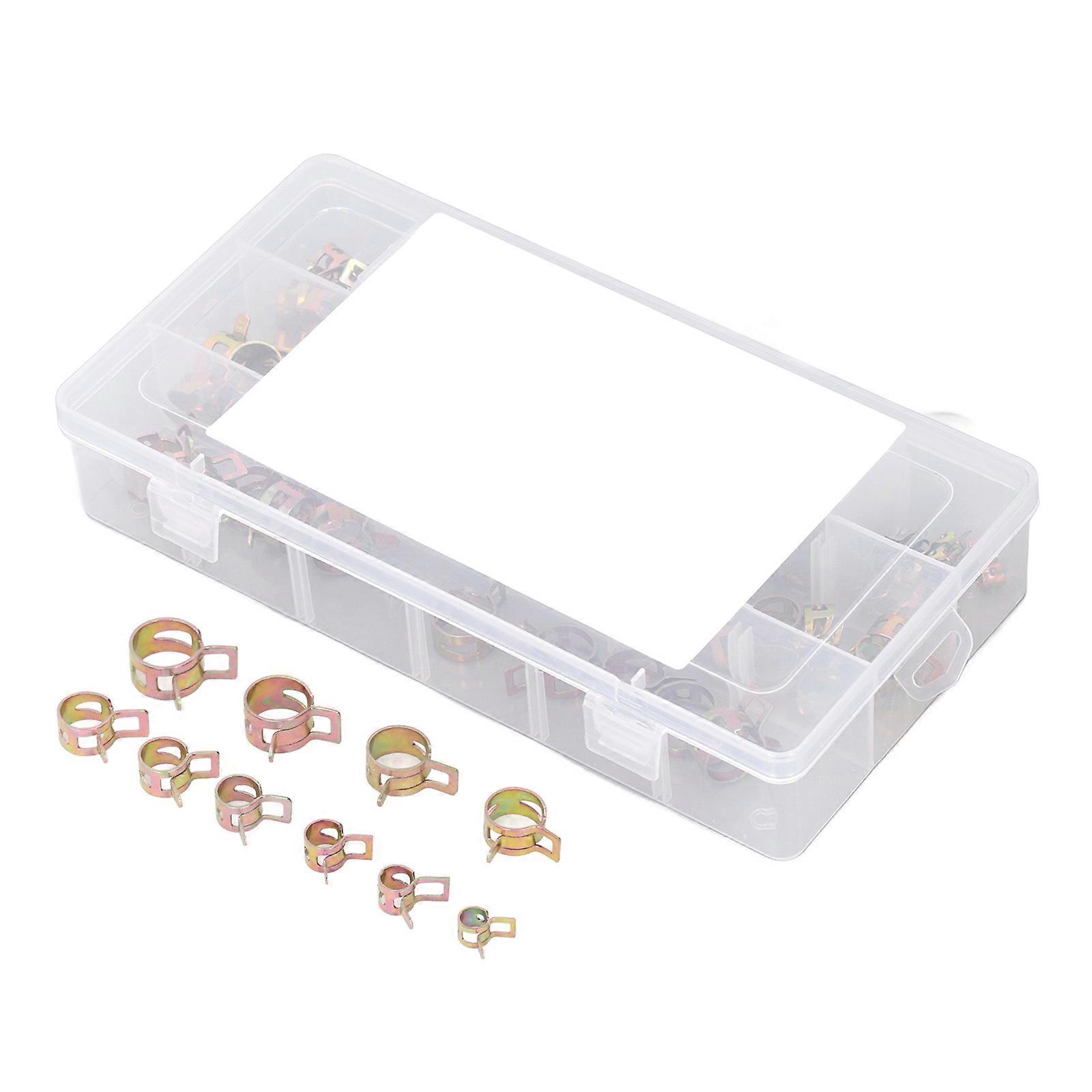 100PCS Federschlauchschellen Manganstahl Farbe Verzinkung Federklemme Rohrklemme Sortiment Kit 