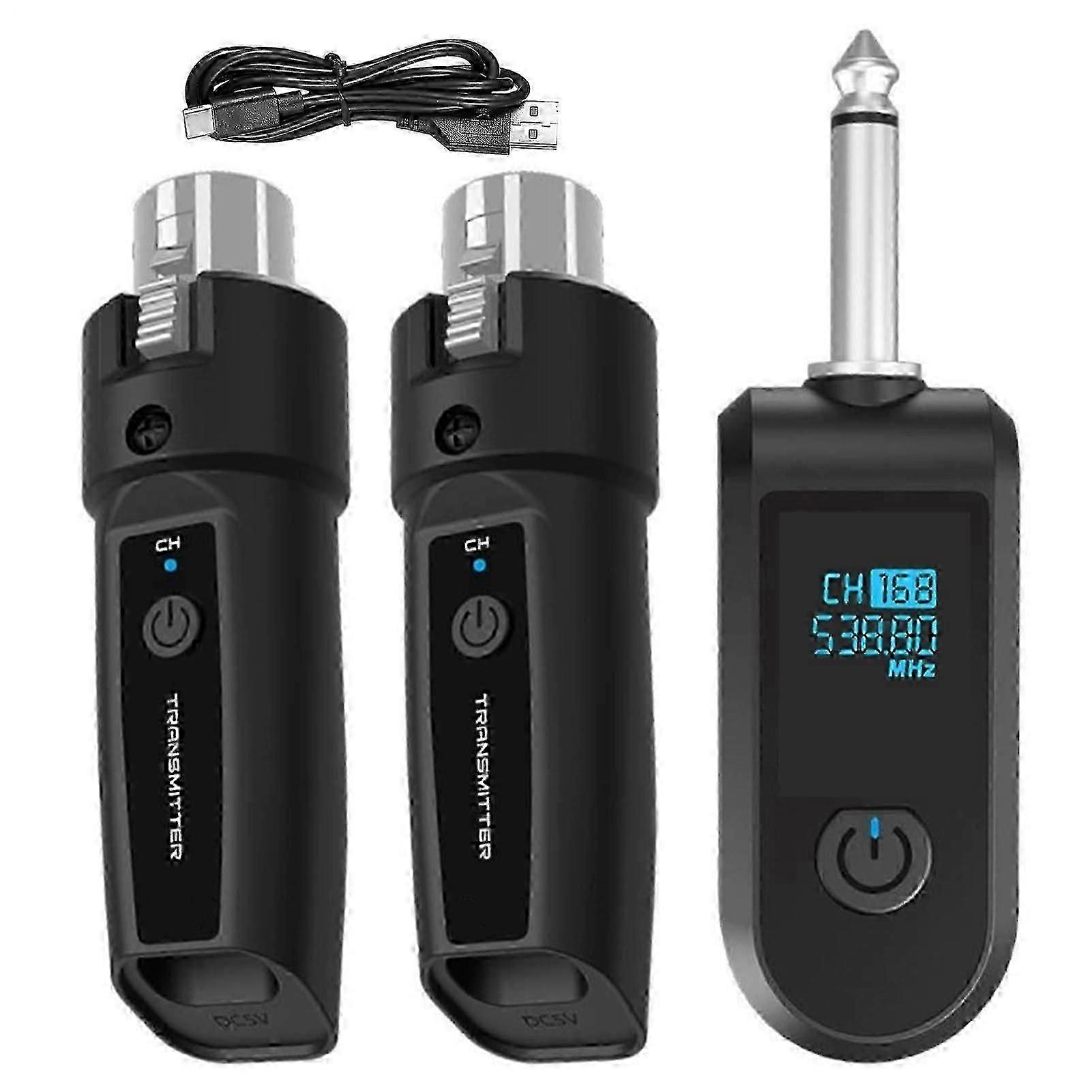 Wireless Microphone Adapter - Portable Wireless Transmitter Receiver for Electric Guitar, Audio Mixer, Vlogging, Karaoke Model B