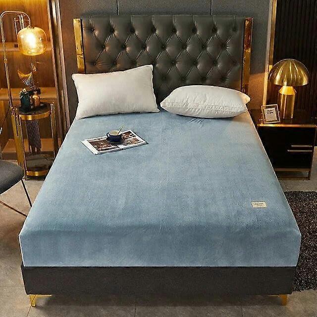 Simple Solid Color Fitted Sheet Nordic Style 150x200x30cm 1 Piece Elastic Band Plush Winter Warm