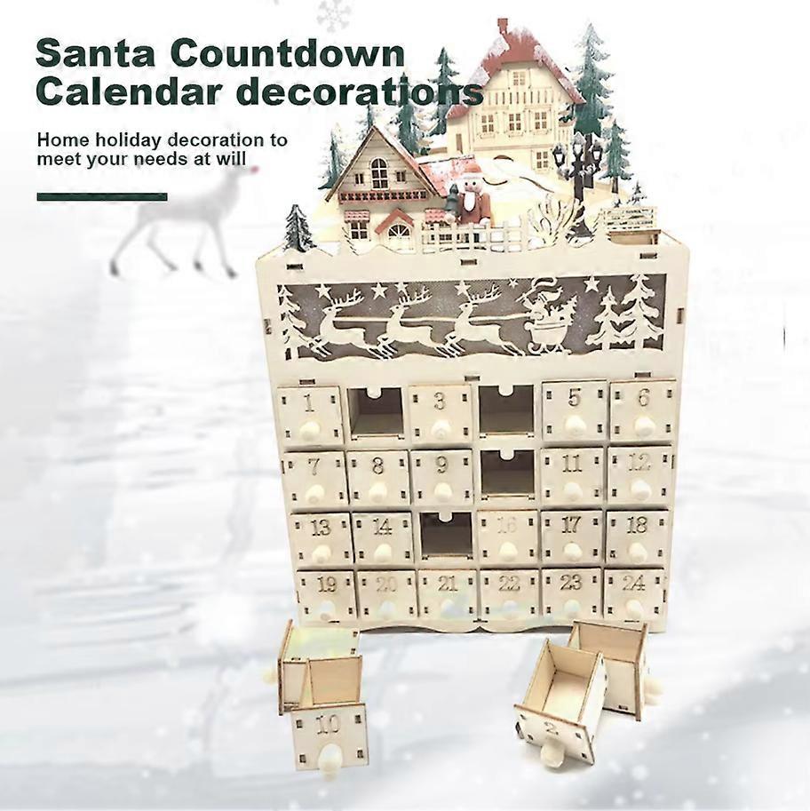 Christmas Advent Calendar with LED Light (Empty Box), Drawer Bottom Decoration, Magical Gift