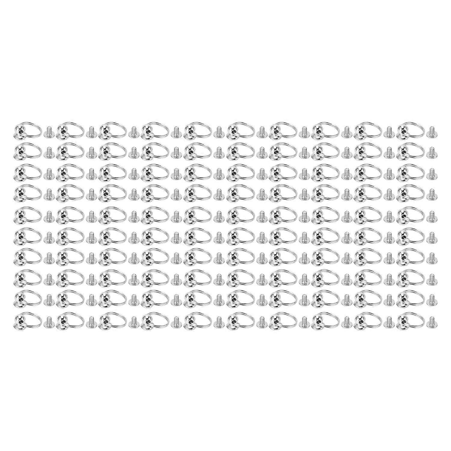 100 Sets Monk Rivet with Pull Rings 8mm High Gloss Copper Material Double Loop Pull Ring for DIY Clo