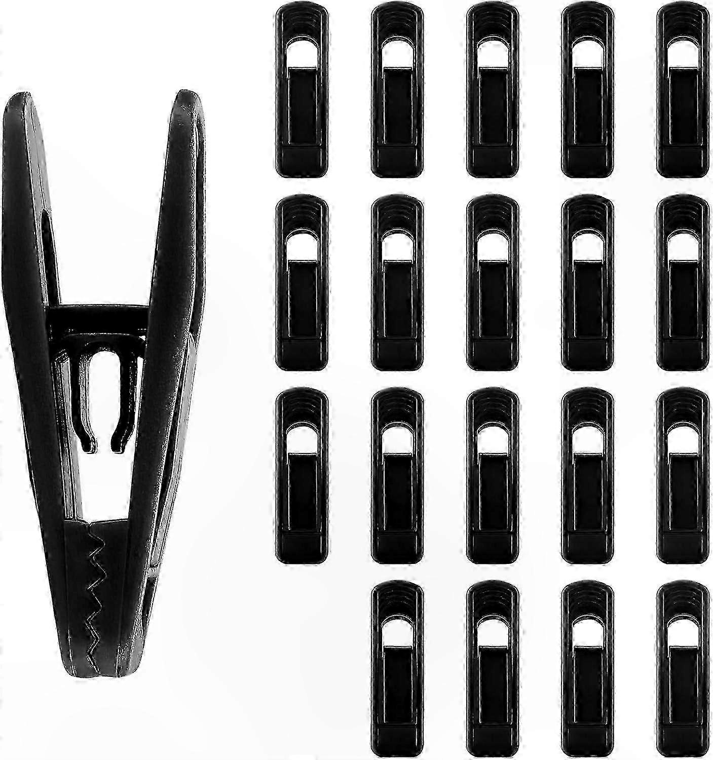 20-Pack Slim Black Plastic Hanger Clips for Clothes