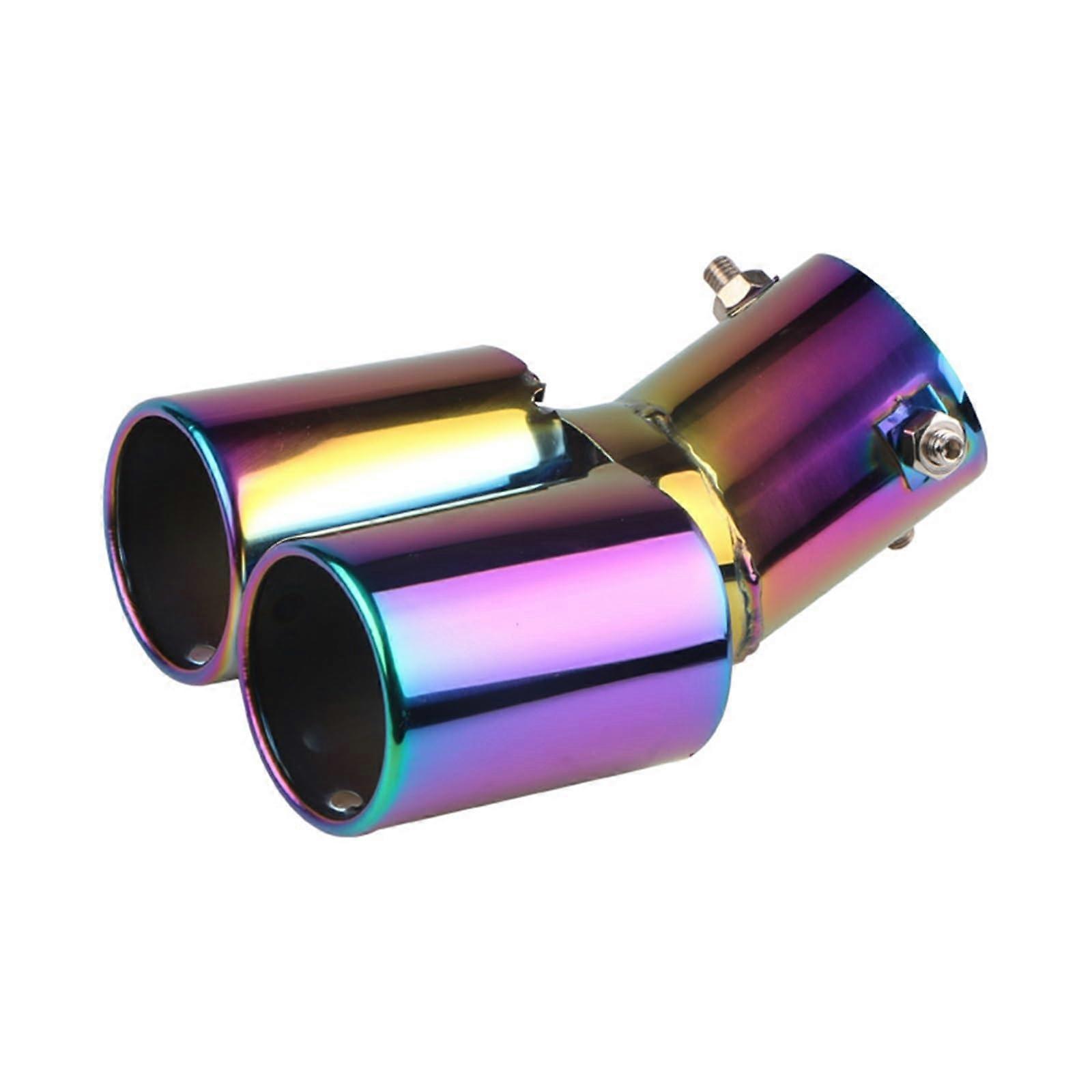 Tail Pipe Muffler Universal Car Exhausts Dual Pipe Chrome Trim Double Muffler Tip 63mm Tail Pipe Bend Flat Color Two