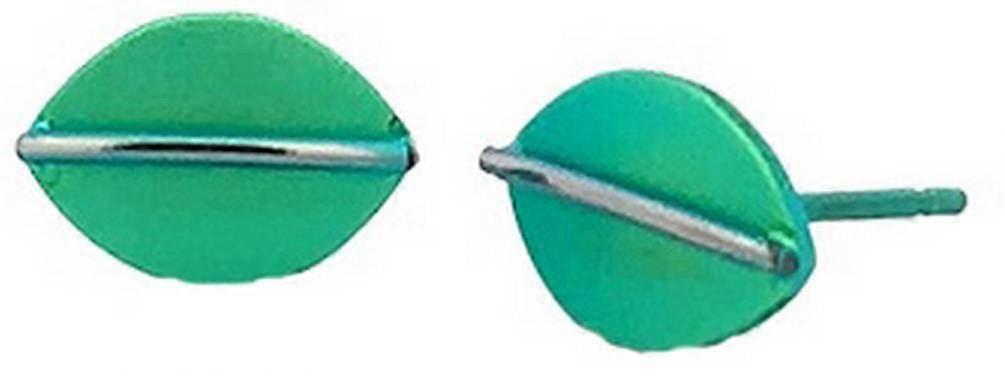 Ti2 Titanium Jungle Shield Stud Earrings - Green