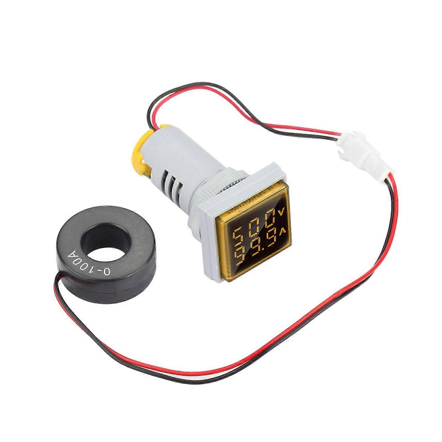 LED Digital Display AC Voltage Current Meter Indicator 22mm 0-100A Meter Indicator (yellow)